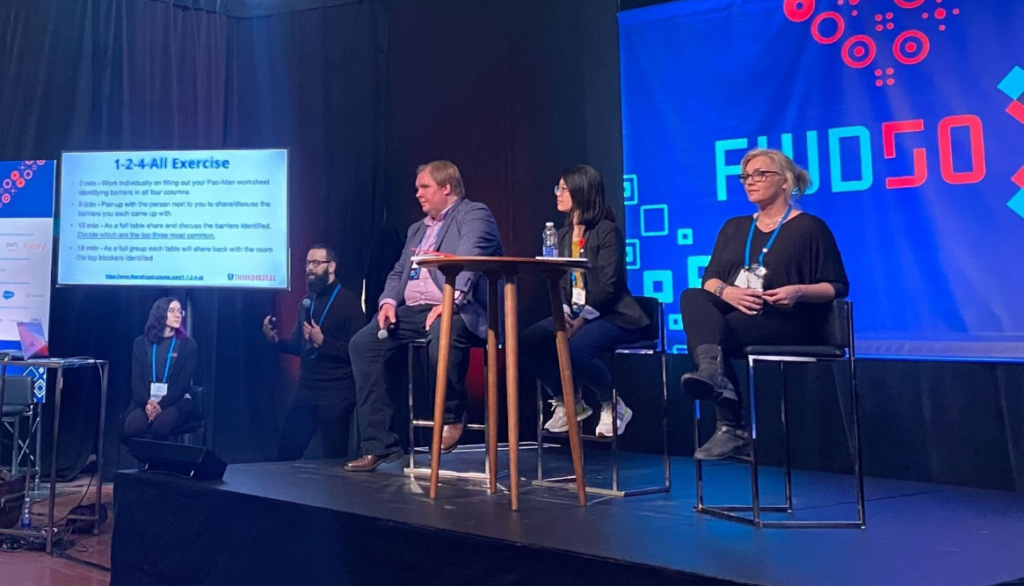 Our Think Digital team at the FWD50 Workshop (from left to right: Aislinn Bornais, Research Assistant; Luke Simcoe, Associate; Ryan Androsoff, CEO & Founder; Dorothy Eng, Associate; Winter Fedyk, Associate).
